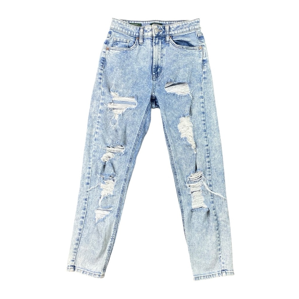 Woman’s Wild Fable “highest rise mom jean” acid wash distressed jeans size 00